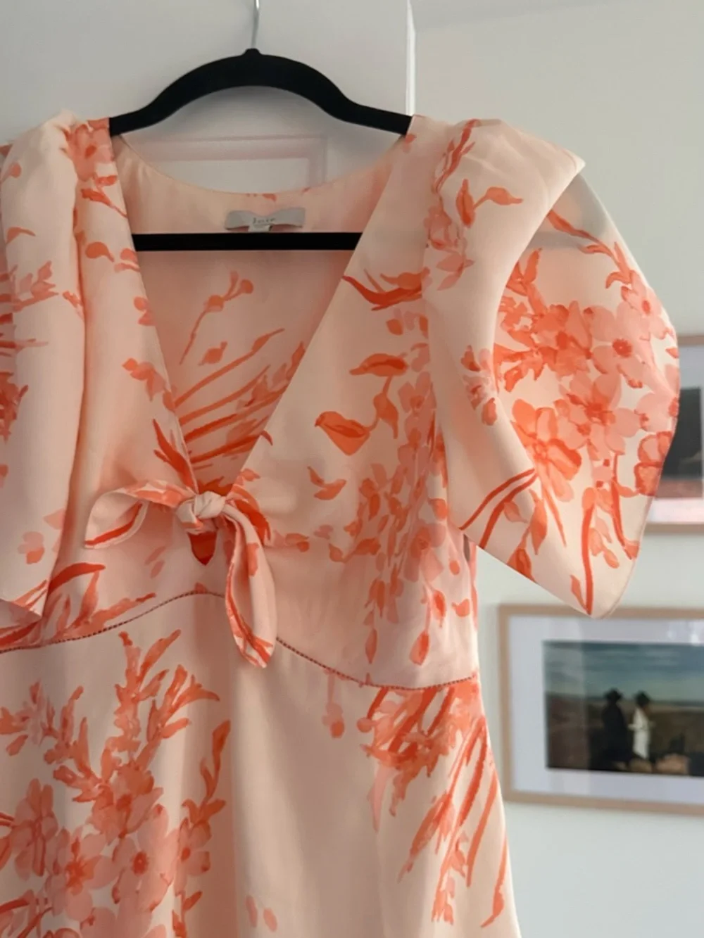 Joie Pink and Coral Floral Tie-Front Midi Dress - Picture 3 of 3